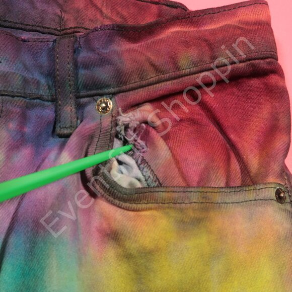 Vintage Levis Mod Flare Jeans Mens 30 Tie Dye Well Worn Scovill 80s - Picture 8 of 15